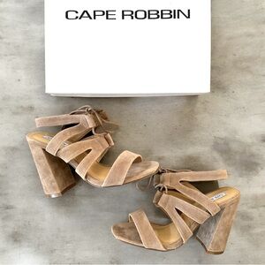 Cape Robbin Block Nude lace up Sandal Aiala -1 Nude heels Size 8 NIB New